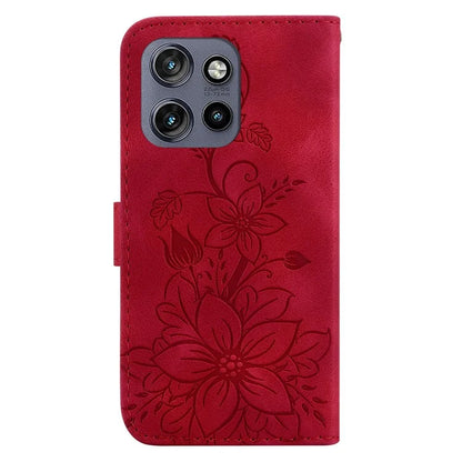 For Motorola Edge 50 Neo 5G / Moto S50 5G Case Lily Flower Imprint Leather Phone Cover with Stand