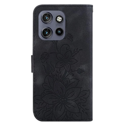 For Motorola Edge 50 Neo 5G / Moto S50 5G Case Lily Flower Imprint Leather Phone Cover with Stand