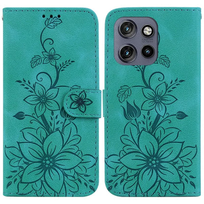 For Motorola Edge 50 Neo 5G / Moto S50 5G Case Lily Flower Imprint Leather Phone Cover with Stand