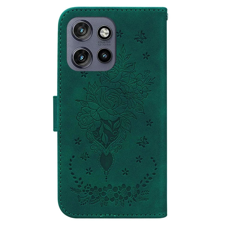 For Motorola Edge 50 Neo 5G / Moto S50 5G Case PU Leather Wallet Phone Cover Butterfly Flower Imprint