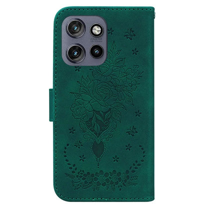 For Motorola Edge 50 Neo 5G / Moto S50 5G Case PU Leather Wallet Phone Cover Butterfly Flower Imprint
