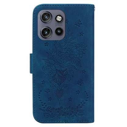 For Motorola Edge 50 Neo 5G / Moto S50 5G Case PU Leather Wallet Phone Cover Butterfly Flower Imprint