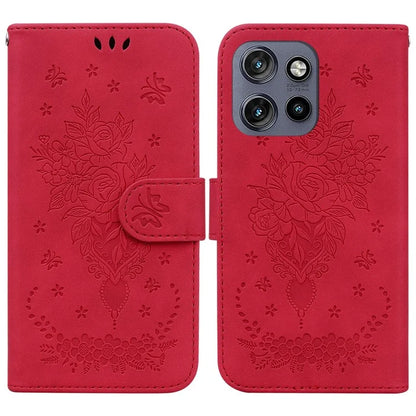 For Motorola Edge 50 Neo 5G / Moto S50 5G Case PU Leather Wallet Phone Cover Butterfly Flower Imprint