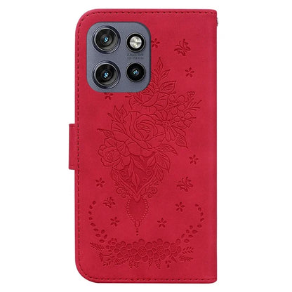 For Motorola Edge 50 Neo 5G / Moto S50 5G Case PU Leather Wallet Phone Cover Butterfly Flower Imprint