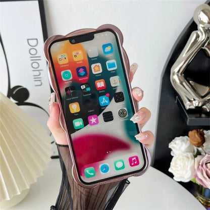 For iPhone 16 Pro Case Cartoon Bear Bling Glitter Electroplated TPU Phone Cover