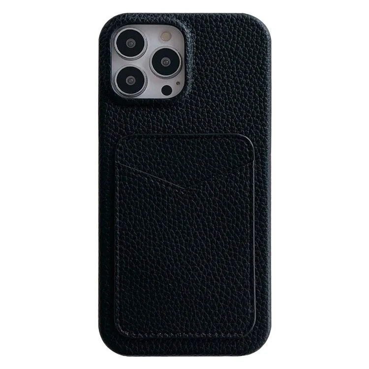 For iPhone 16 Pro Max Case Litchi Texture Anti-Scratch PC+PU Leather Phone Cover with Card Holder