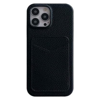 For iPhone 16 Pro Max Case Litchi Texture Anti-Scratch PC+PU Leather Phone Cover with Card Holder