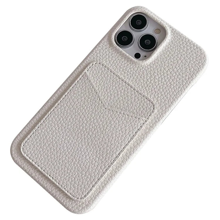 For iPhone 16 Pro Max Case Litchi Texture Anti-Scratch PC+PU Leather Phone Cover with Card Holder