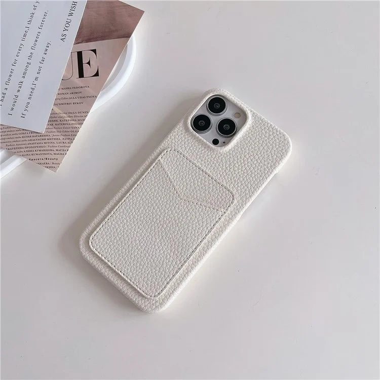 For iPhone 16 Pro Max Case Litchi Texture Anti-Scratch PC+PU Leather Phone Cover with Card Holder