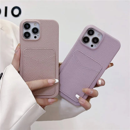 For iPhone 16 Pro Max Case Litchi Texture Anti-Scratch PC+PU Leather Phone Cover with Card Holder