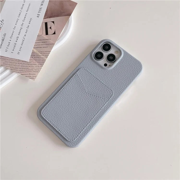 For iPhone 16 Pro Max Case Litchi Texture Anti-Scratch PC+PU Leather Phone Cover with Card Holder