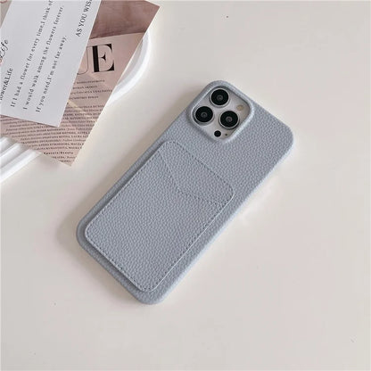 For iPhone 16 Pro Max Case Litchi Texture Anti-Scratch PC+PU Leather Phone Cover with Card Holder