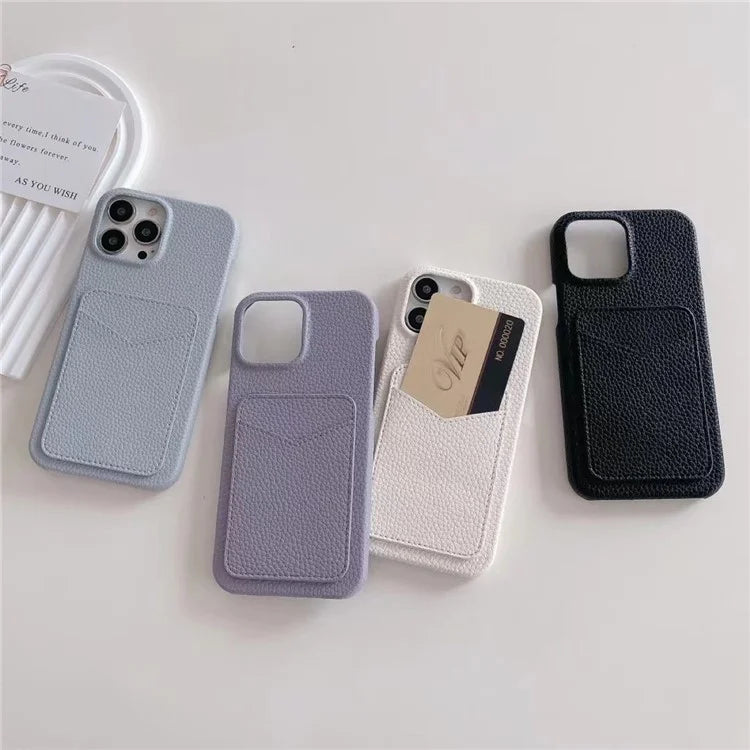 For iPhone 16 Pro Max Case Litchi Texture Anti-Scratch PC+PU Leather Phone Cover with Card Holder