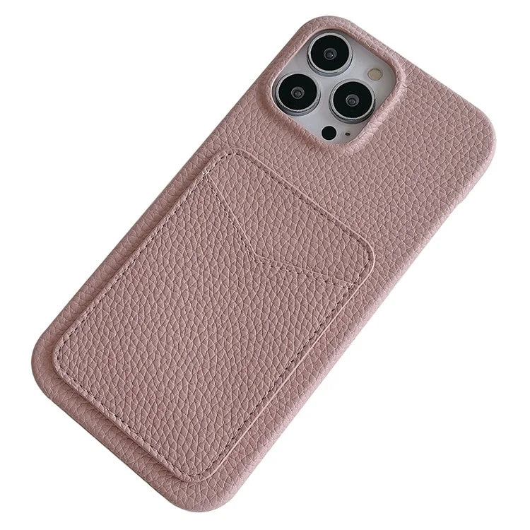 For iPhone 16 Pro Max Case Litchi Texture Anti-Scratch PC+PU Leather Phone Cover with Card Holder