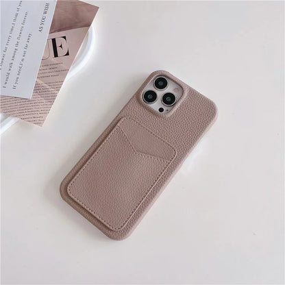 For iPhone 16 Pro Max Case Litchi Texture Anti-Scratch PC+PU Leather Phone Cover with Card Holder