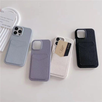 For iPhone 16 Pro Max Case Litchi Texture Anti-Scratch PC+PU Leather Phone Cover with Card Holder