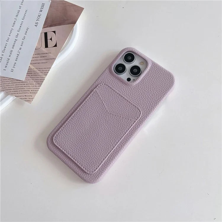 For iPhone 16 Pro Max Case Litchi Texture Anti-Scratch PC+PU Leather Phone Cover with Card Holder