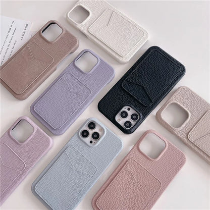 For iPhone 16 Pro Max Case Litchi Texture Anti-Scratch PC+PU Leather Phone Cover with Card Holder