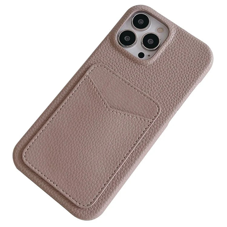 For iPhone 16 Pro Max Case Litchi Texture Anti-Scratch PC+PU Leather Phone Cover with Card Holder