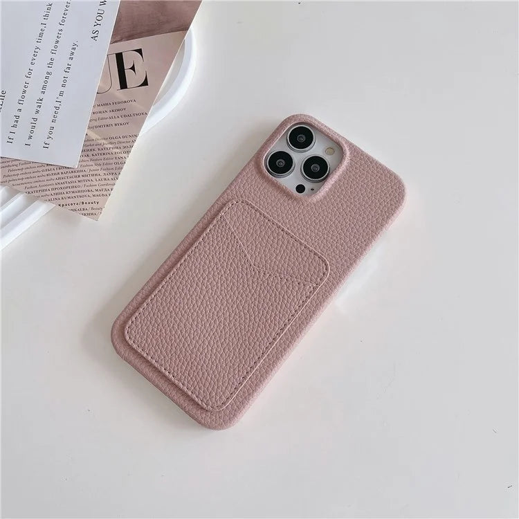 For iPhone 16 Pro Max Case Litchi Texture Anti-Scratch PC+PU Leather Phone Cover with Card Holder