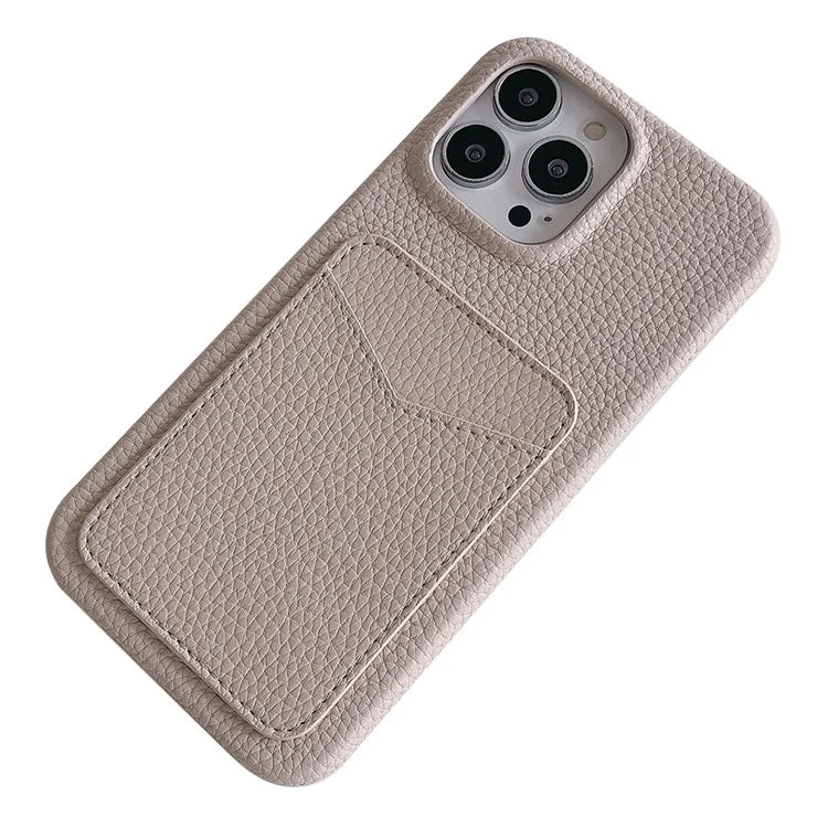 For iPhone 16 Pro Max Case Litchi Texture Anti-Scratch PC+PU Leather Phone Cover with Card Holder