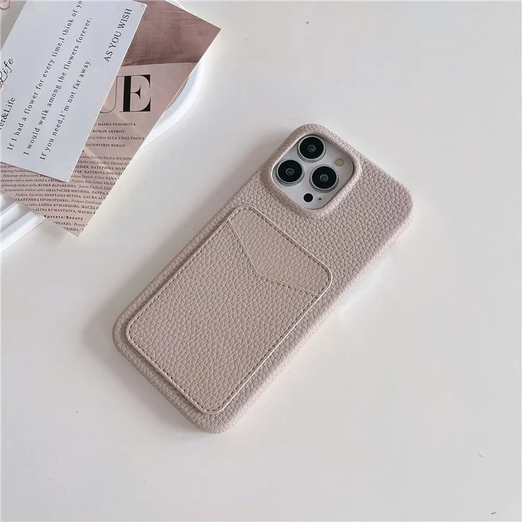 For iPhone 16 Pro Max Case Litchi Texture Anti-Scratch PC+PU Leather Phone Cover with Card Holder
