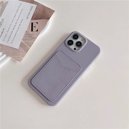 For iPhone 16 Pro Max Case Litchi Texture Anti-Scratch PC+PU Leather Phone Cover with Card Holder