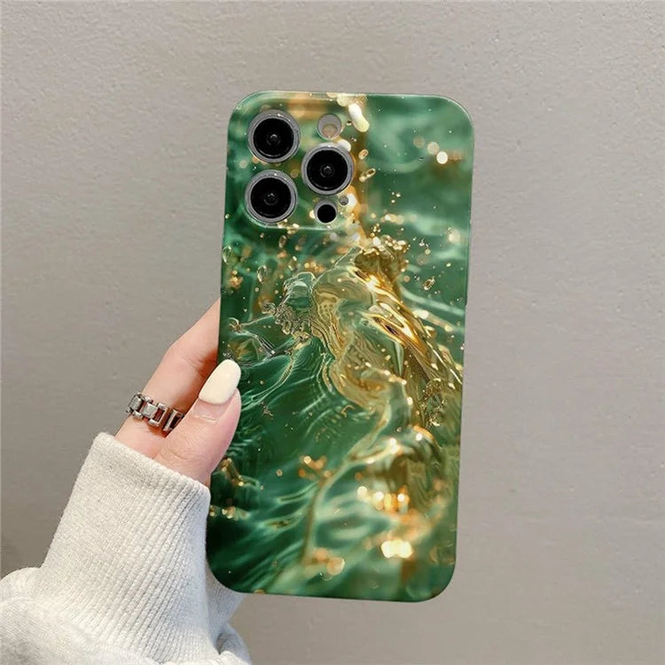 For iPhone 16 Pro Max Case Flowing Gold Pattern Hard PC Phone Cover