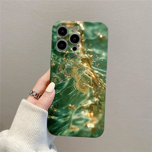 For iPhone 16 Pro Max Case Flowing Gold Pattern Hard PC Phone Cover