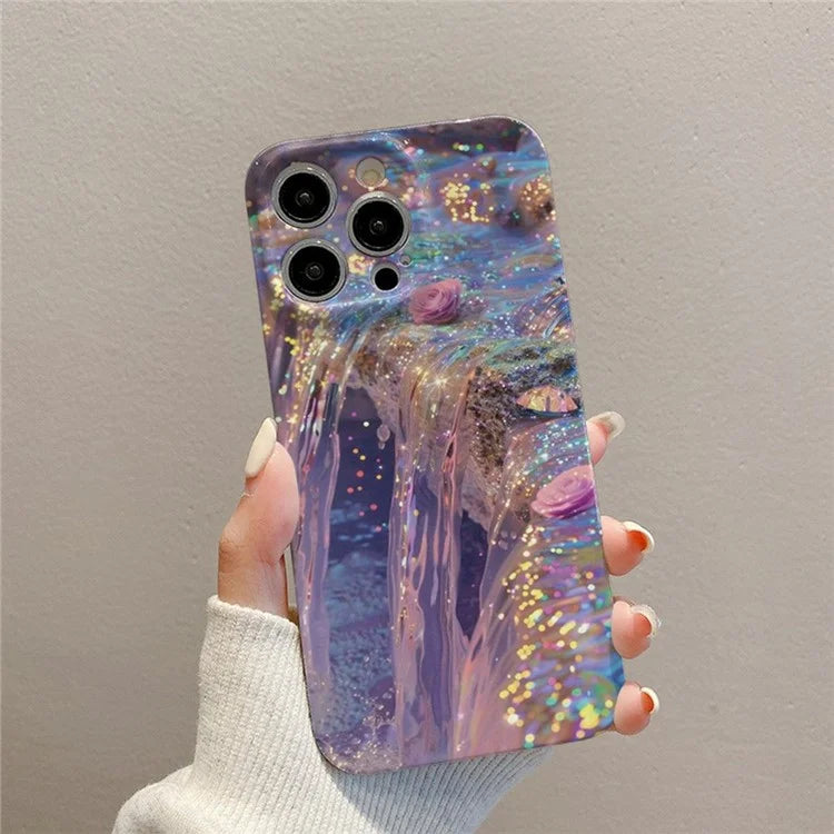 For iPhone 16 Pro Max Case Flowing Gold Pattern Hard PC Phone Cover
