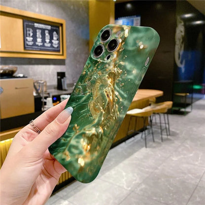 For iPhone 16 Pro Max Case Flowing Gold Pattern Hard PC Phone Cover