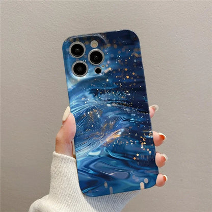 For iPhone 16 Pro Max Case Flowing Gold Pattern Hard PC Phone Cover