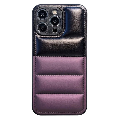 For iPhone 16 Pro Case Anti-Scratch Down Jacket PU Leather+TPU Phone Cover