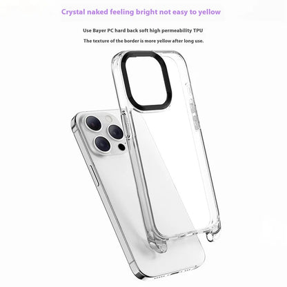 For iPhone 16 Pro Max Case Clear PC+TPU Hybrid Phone Cover with Lanyard