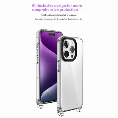 For iPhone 16 Pro Max Case Clear PC+TPU Hybrid Phone Cover with Lanyard