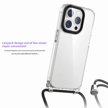 For iPhone 16 Pro Max Case Clear PC+TPU Hybrid Phone Cover with Lanyard