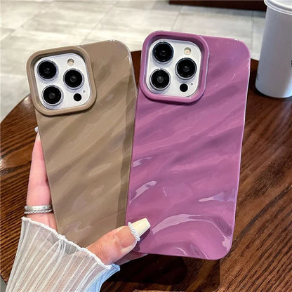 For iPhone 16 Pro Case Simple Style Protective Soft TPU Case Wave Pattern Shockproof Slim Phone Cover