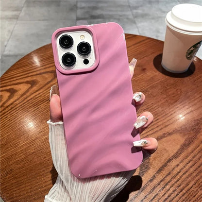 For iPhone 16 Pro Case Simple Style Protective Soft TPU Case Wave Pattern Shockproof Slim Phone Cover