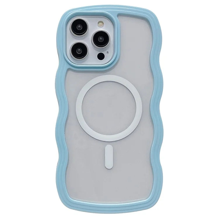 For iPhone 16 Pro Case Compatible with MagSafe PC + TPU Wavy Edge Protective Cover