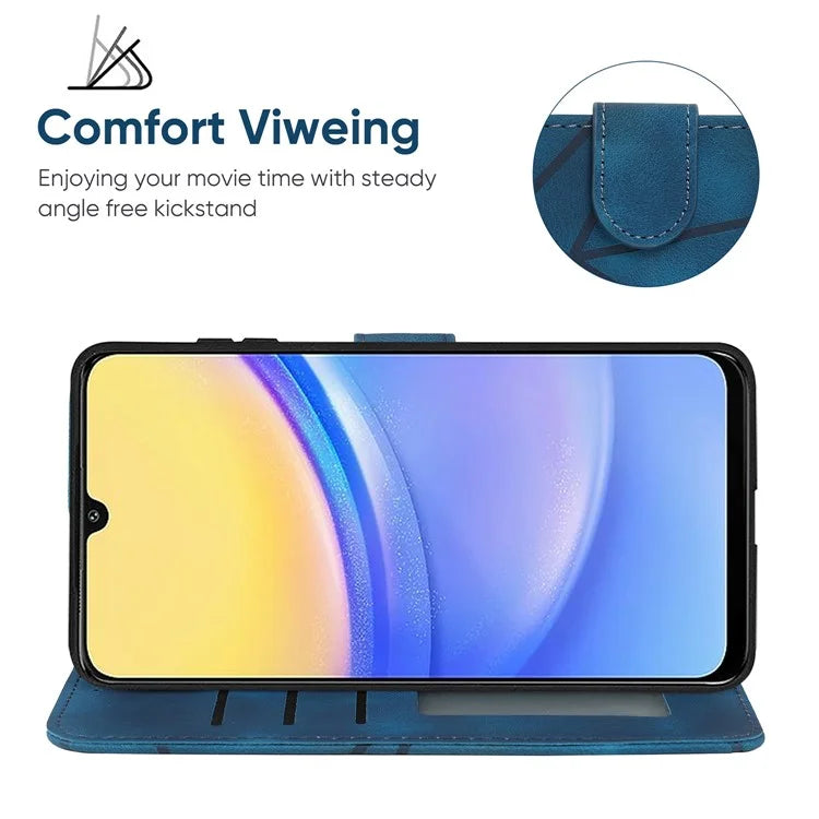 For Samsung Galaxy A16 5G Stand Case Line Pattern Leather Phone Cover