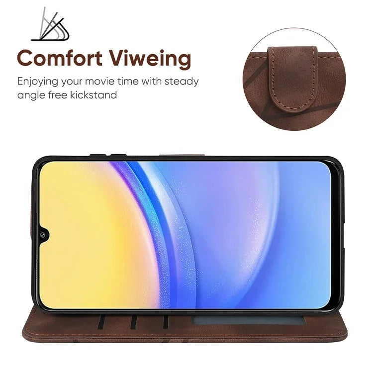 For Samsung Galaxy A16 5G Stand Case Line Pattern Leather Phone Cover