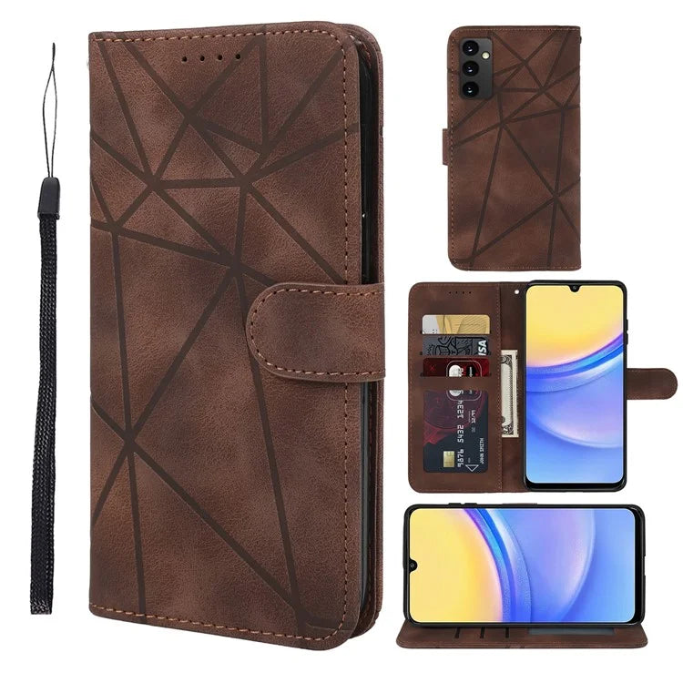 For Samsung Galaxy A16 5G Stand Case Line Pattern Leather Phone Cover