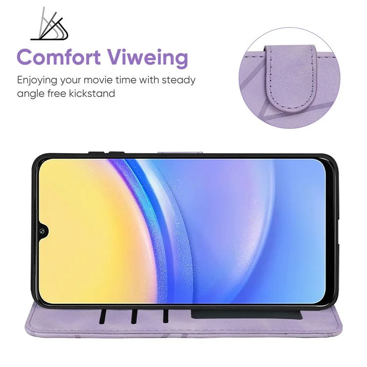 For Samsung Galaxy A16 5G Stand Case Line Pattern Leather Phone Cover