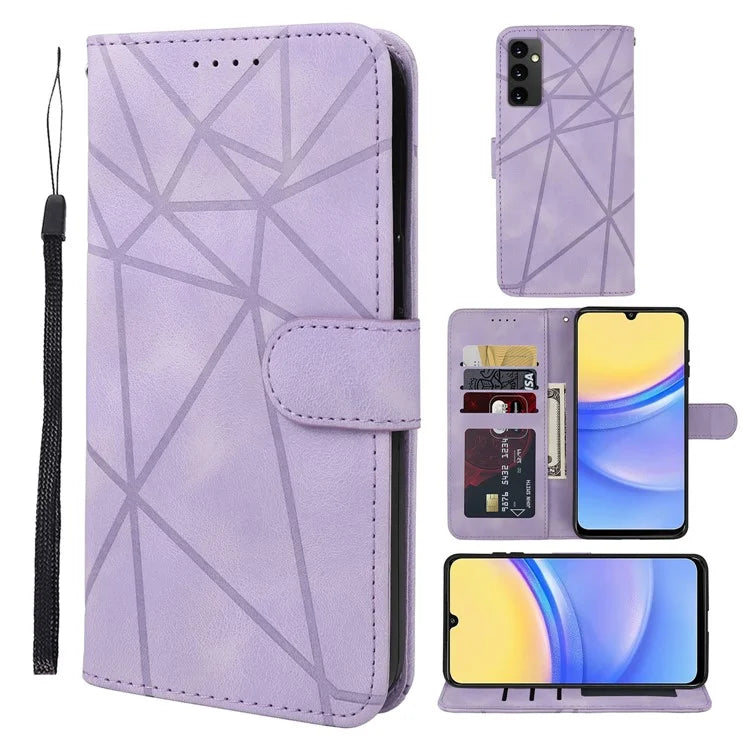 For Samsung Galaxy A16 5G Stand Case Line Pattern Leather Phone Cover