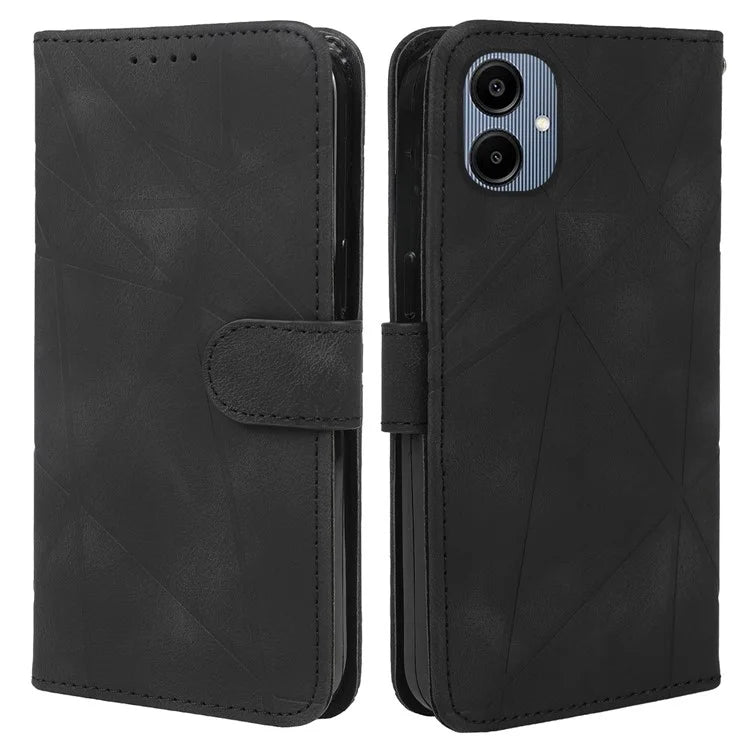 For Samsung Galaxy A06 Stand Case Line Pattern Leather Phone Cover