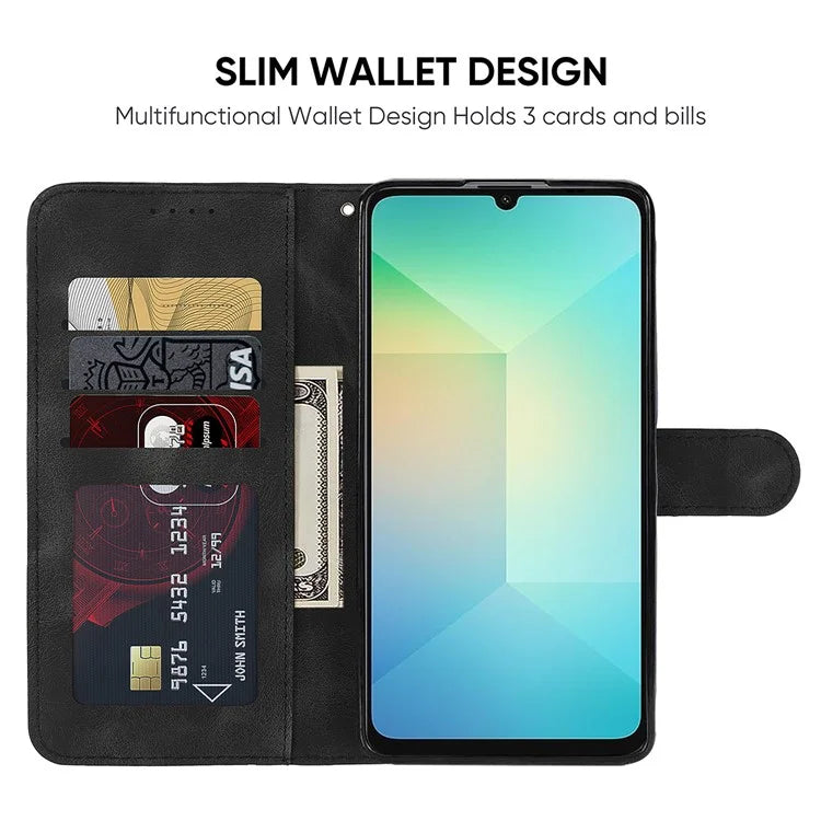 For Samsung Galaxy A06 Stand Case Line Pattern Leather Phone Cover
