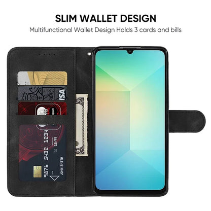 For Samsung Galaxy A06 Stand Case Line Pattern Leather Phone Cover