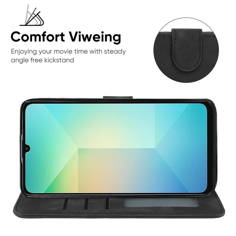 For Samsung Galaxy A06 Stand Case Line Pattern Leather Phone Cover