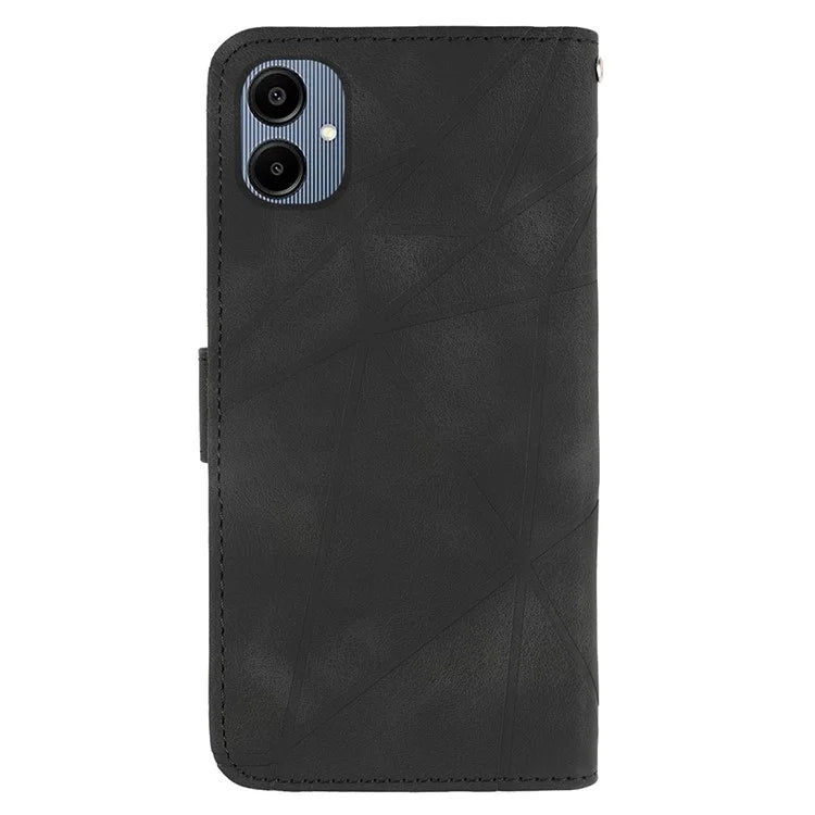 For Samsung Galaxy A06 Stand Case Line Pattern Leather Phone Cover