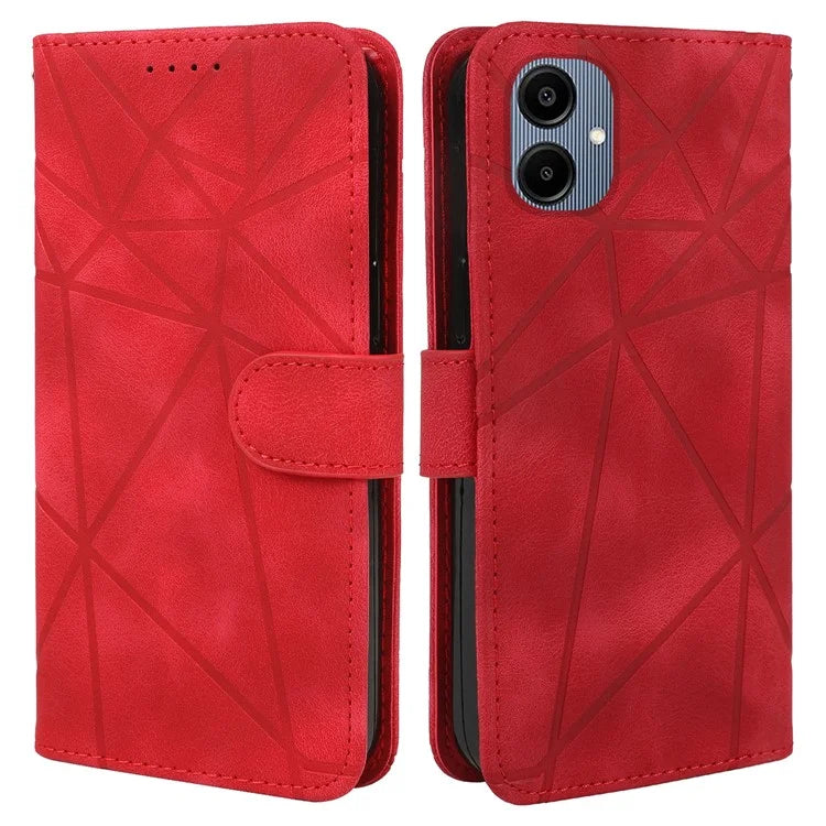 For Samsung Galaxy A06 Stand Case Line Pattern Leather Phone Cover